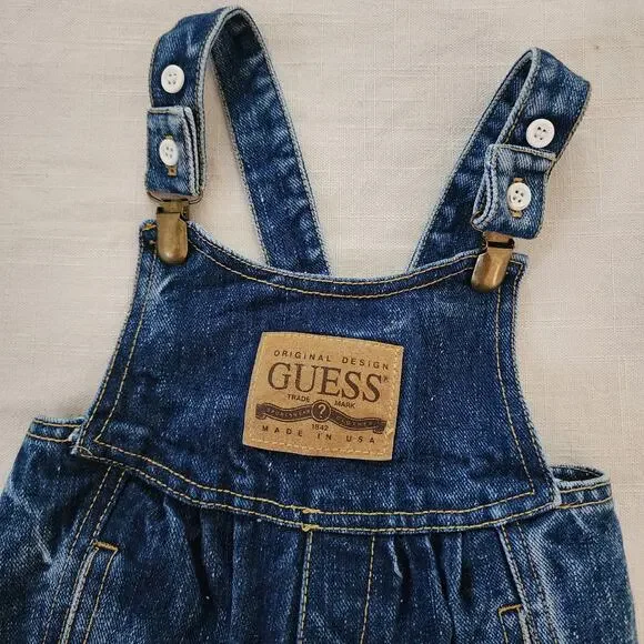 Vintage Guess Leather Patch Overalls 12-18 months